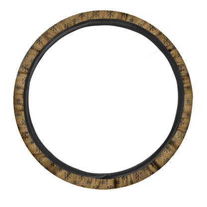 Gold And Black Orthodox Pattern Print Car Steering Wheel Cover