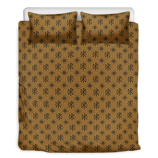 Gold And Black Orthodox Pattern Print Duvet Cover Bedding Set