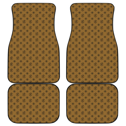 Gold And Black Orthodox Pattern Print Front and Back Car Floor Mats