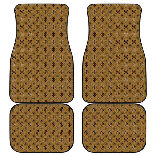 Gold And Black Orthodox Pattern Print Front and Back Car Floor Mats