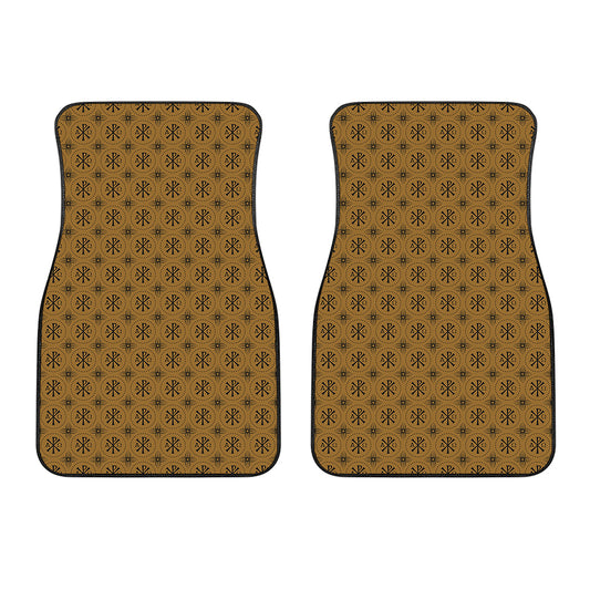 Gold And Black Orthodox Pattern Print Front Car Floor Mats