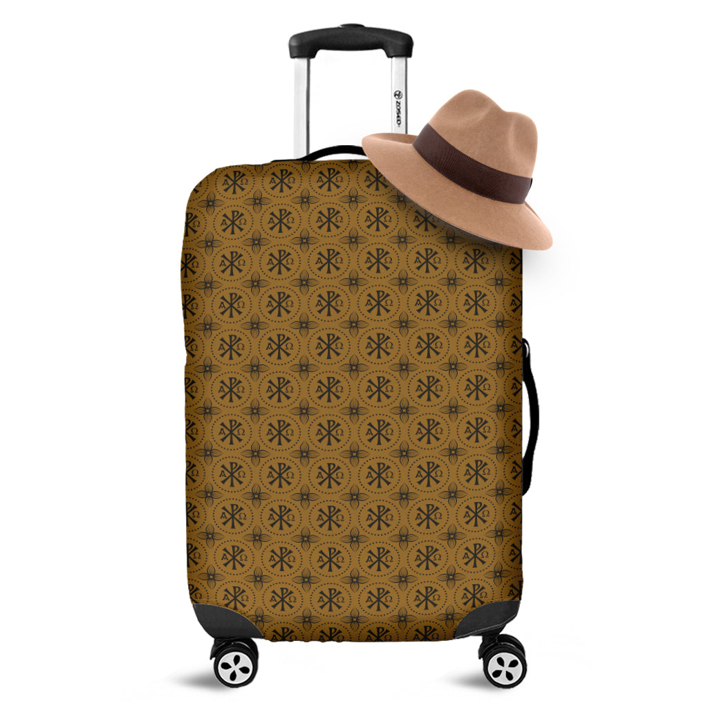 Gold And Black Orthodox Pattern Print Luggage Cover