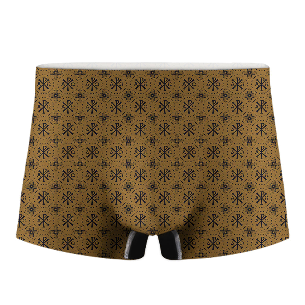 Gold And Black Orthodox Pattern Print Men's Boxer Briefs