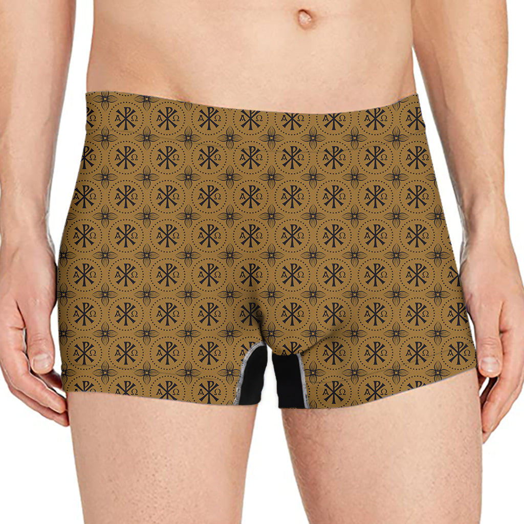 Gold And Black Orthodox Pattern Print Men's Boxer Briefs