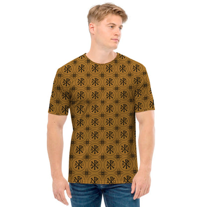 Gold And Black Orthodox Pattern Print Men's T-Shirt