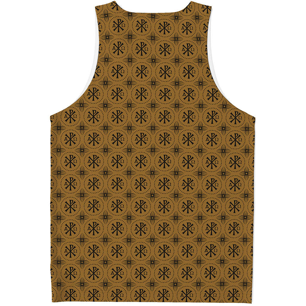 Gold And Black Orthodox Pattern Print Men's Tank Top