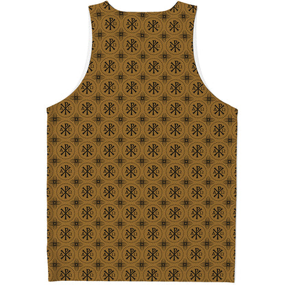 Gold And Black Orthodox Pattern Print Men's Tank Top