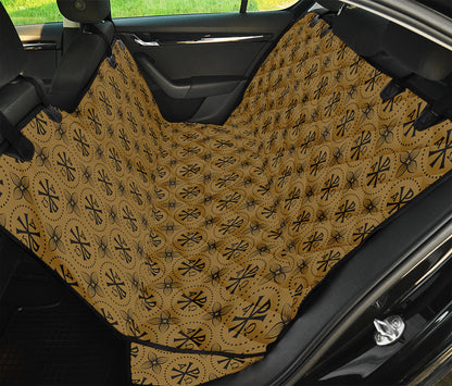 Gold And Black Orthodox Pattern Print Pet Car Back Seat Cover