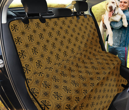Gold And Black Orthodox Pattern Print Pet Car Back Seat Cover