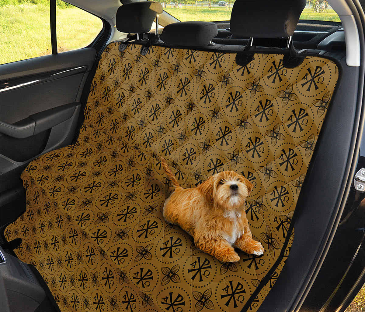 Gold And Black Orthodox Pattern Print Pet Car Back Seat Cover