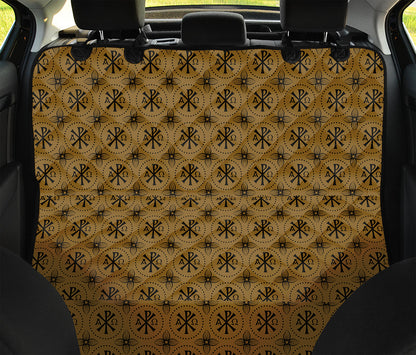 Gold And Black Orthodox Pattern Print Pet Car Back Seat Cover