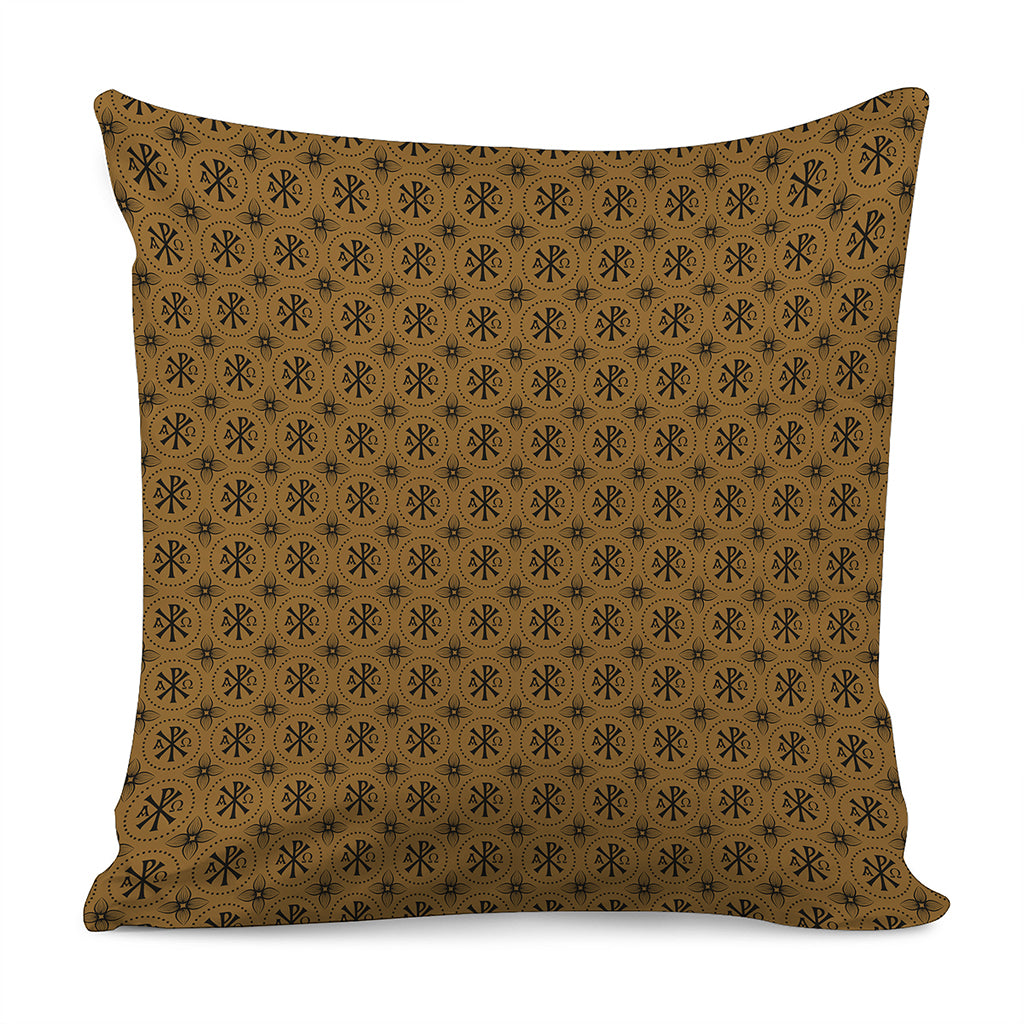 Gold And Black Orthodox Pattern Print Pillow Cover