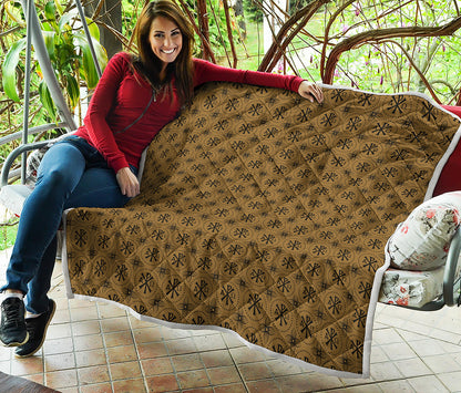 Gold And Black Orthodox Pattern Print Quilt