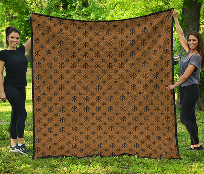 Gold And Black Orthodox Pattern Print Quilt