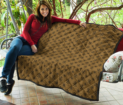 Gold And Black Orthodox Pattern Print Quilt