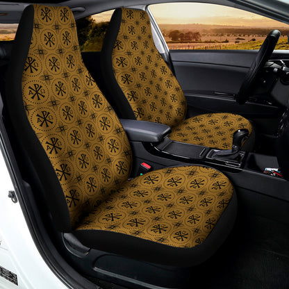 Gold And Black Orthodox Pattern Print Universal Fit Car Seat Covers