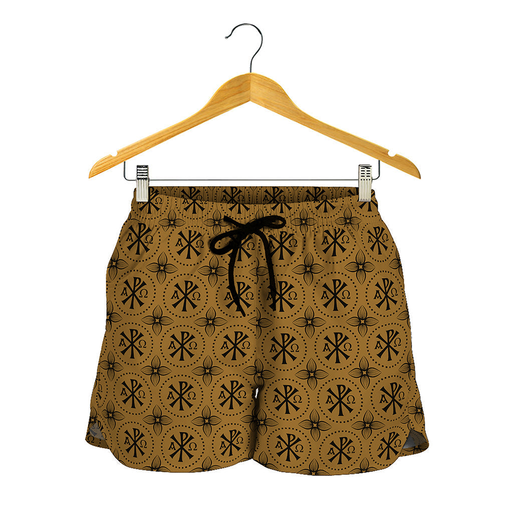 Gold And Black Orthodox Pattern Print Women's Shorts