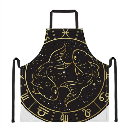Gold And Black Pisces Sign Print Apron