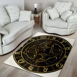 Gold And Black Pisces Sign Print Area Rug