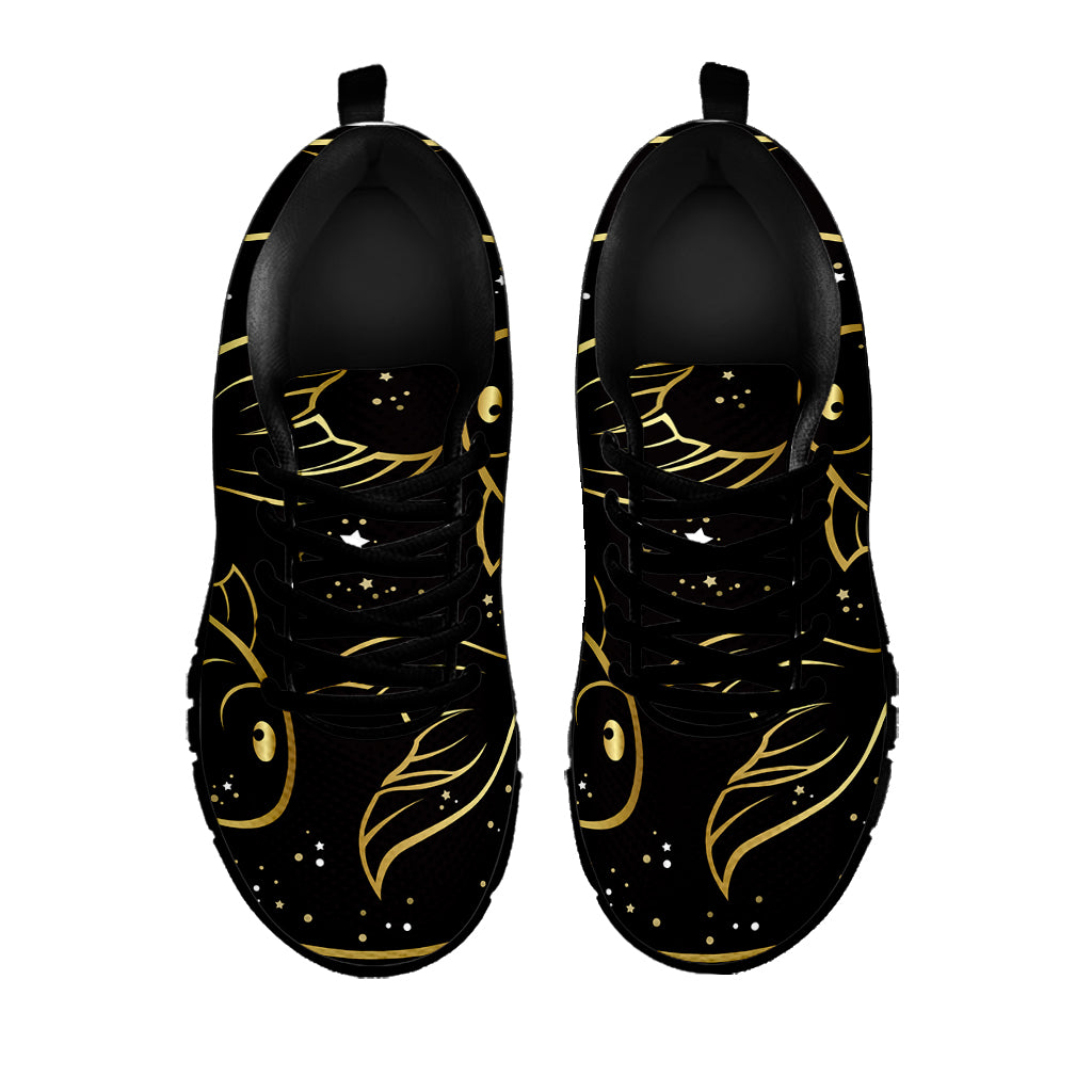 Gold And Black Pisces Sign Print Black Sneakers