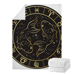 Gold And Black Pisces Sign Print Blanket