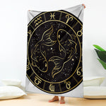 Gold And Black Pisces Sign Print Blanket