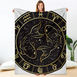 Gold And Black Pisces Sign Print Blanket