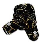 Gold And Black Pisces Sign Print Boxing Gloves