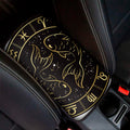 Gold And Black Pisces Sign Print Car Center Console Cover