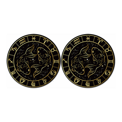 Gold And Black Pisces Sign Print Car Coasters