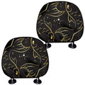 Gold And Black Pisces Sign Print Car Headrest Covers