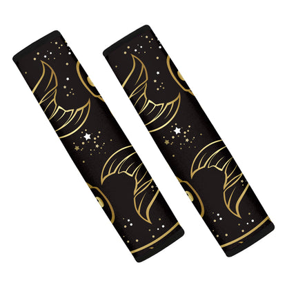 Gold And Black Pisces Sign Print Car Seat Belt Covers