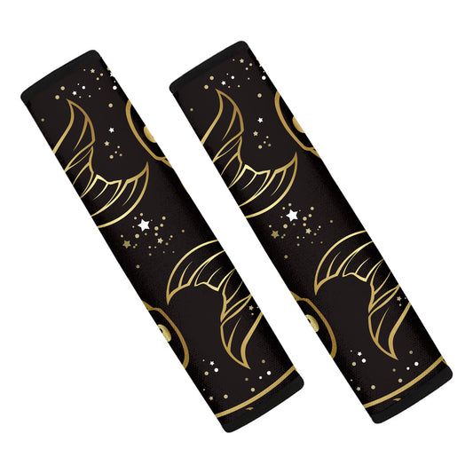 Gold And Black Pisces Sign Print Car Seat Belt Covers