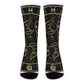 Gold And Black Pisces Sign Print Crew Socks