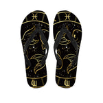 Gold And Black Pisces Sign Print Flip Flops