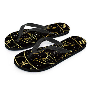 Gold And Black Pisces Sign Print Flip Flops