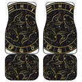 Gold And Black Pisces Sign Print Front and Back Car Floor Mats