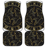 Gold And Black Pisces Sign Print Front and Back Car Floor Mats