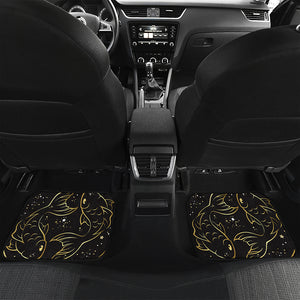 Gold And Black Pisces Sign Print Front and Back Car Floor Mats