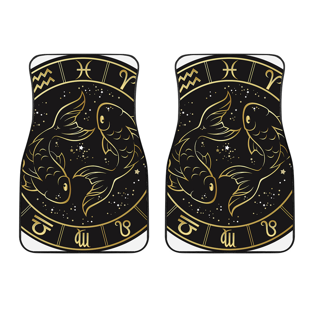 Gold And Black Pisces Sign Print Front Car Floor Mats