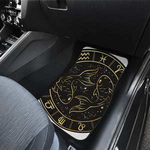 Gold And Black Pisces Sign Print Front Car Floor Mats