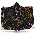 Gold And Black Pisces Sign Print Hooded Blanket