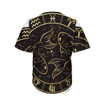 Gold And Black Pisces Sign Print Men's Baseball Jersey