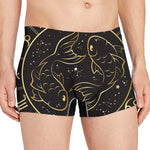 Gold And Black Pisces Sign Print Men's Boxer Briefs