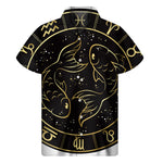 Gold And Black Pisces Sign Print Men's Short Sleeve Shirt