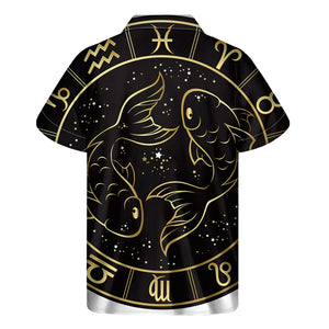 Gold And Black Pisces Sign Print Men's Short Sleeve Shirt