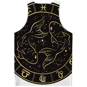 Gold And Black Pisces Sign Print Men's Tank Top