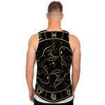 Gold And Black Pisces Sign Print Men's Tank Top