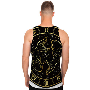 Gold And Black Pisces Sign Print Men's Tank Top