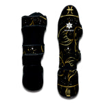 Gold And Black Pisces Sign Print Muay Thai Shin Guard